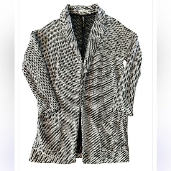 MARINE LAYER Birdseye Cardigan in Black/White Contrast. Size Small - Picture 7 of 8